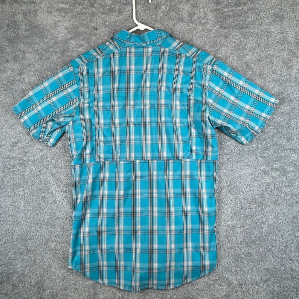 Columbia Mens S Blue Plaid Omni-Shade Vented Short Sleeve Button Down Shirt Hike - Picture 4 of 9